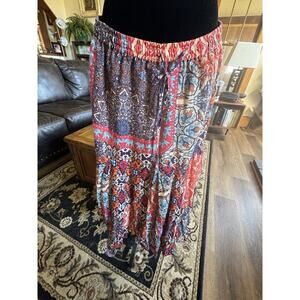 Boho Elephant Print Peasant Skirt Made in India – Size L